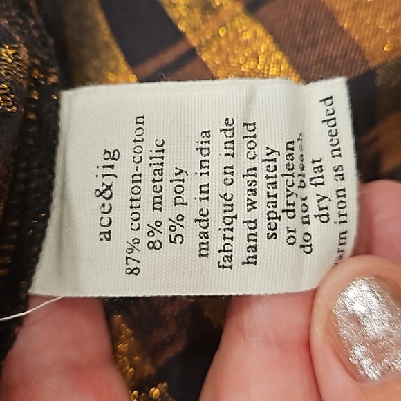 💕ACE & JIG💕 Magdalena Reversible Dress ~ St. Honore Gold Plaid Medium M NWOT - Picture 14 of 14